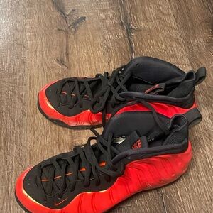 Nike Orange and Black Foamposite Sneakers